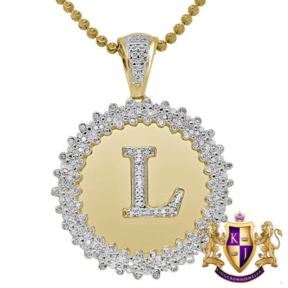 Real Genuine Authentic Diamond 0.85 Cwt. Initial Letter Alphabet "L" Round Flower Pendent Charm Chain Set 1.65''