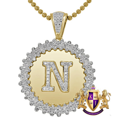 Real Genuine Authentic Diamond 0.85 Cwt. Initial Letter Alphabet "N" Round Flower Pendent Charm Chain Set 1.65''