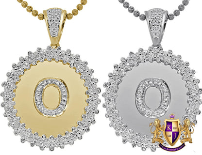 Real Genuine Authentic Diamond 0.85 Cwt. Initial Letter Alphabet "O" Round Flower Pendent Charm Chain Set 1.65''