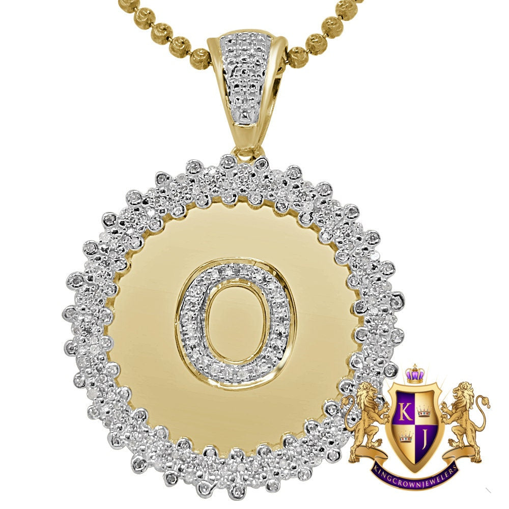 Real Genuine Authentic Diamond 0.85 Cwt. Initial Letter Alphabet "O" Round Flower Pendent Charm Chain Set 1.65''