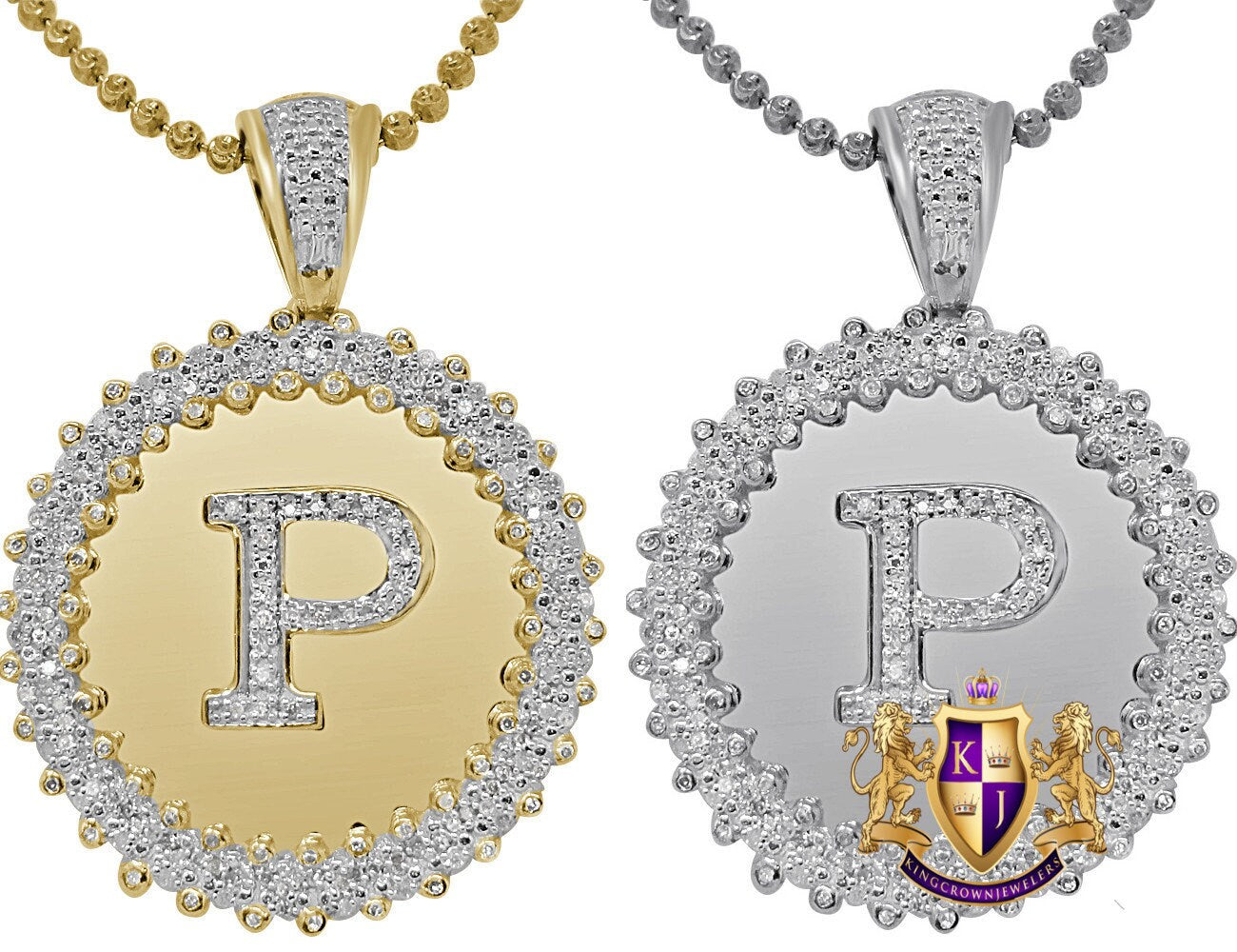 Real Genuine Authentic Diamond 0.85 Cwt. Initial Letter Alphabet "P" Round Flower Pendent Charm Chain Set 1.65''
