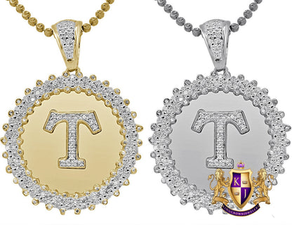 Real Genuine Authentic Diamond 0.85 Cwt. Initial Letter Alphabet "T" Round Flower Pendent Charm Chain Set 1.65''