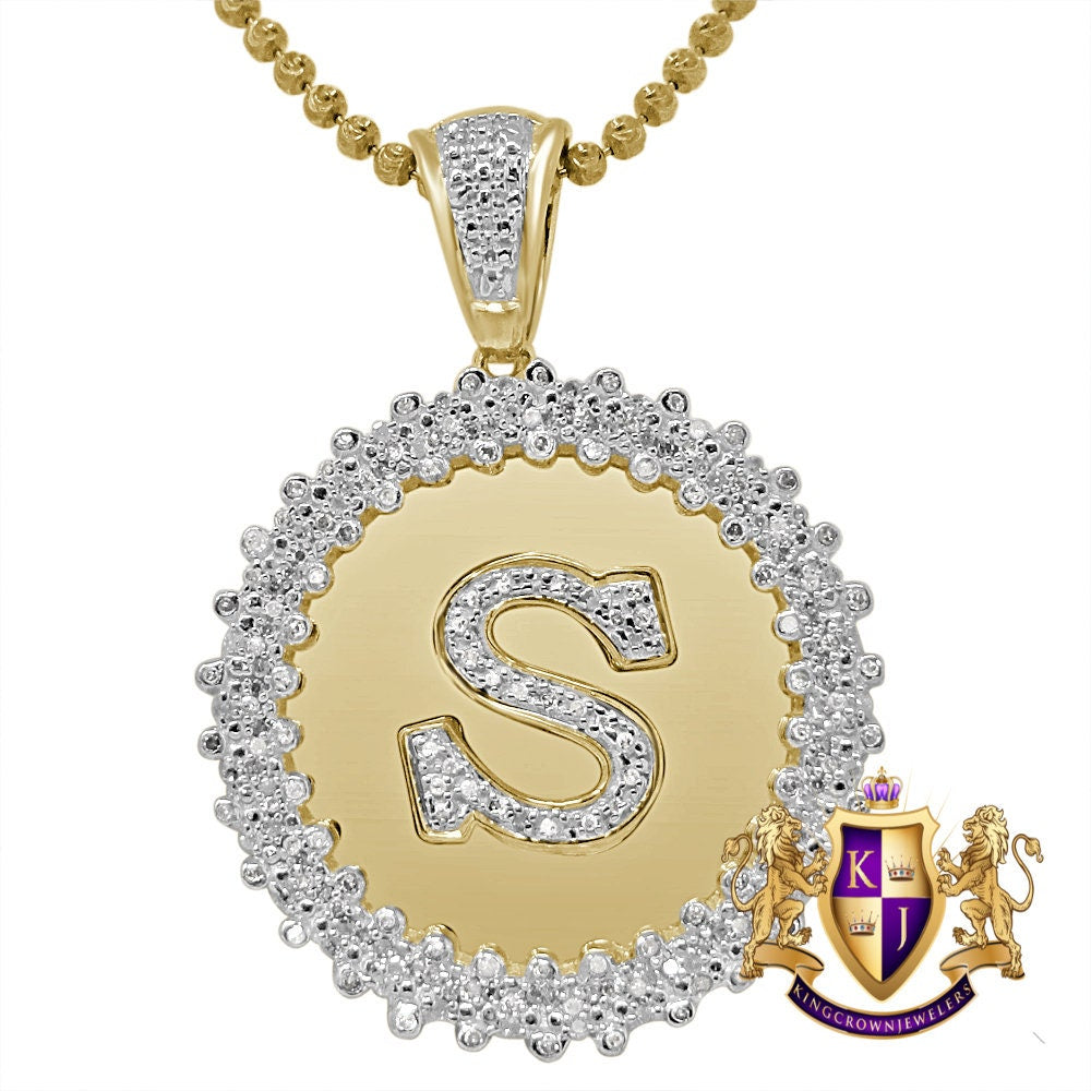 Real Genuine Authentic Diamond 0.85 Cwt. Initial Letter Alphabet "S" Round Flower Pendent Charm Chain Set 1.65''