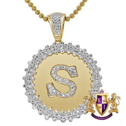 Real Genuine Authentic Diamond 0.85 Cwt. Initial Letter Alphabet "S" Round Flower Pendent Charm Chain Set 1.65''