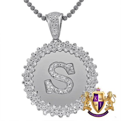 Real Genuine Authentic Diamond 0.85 Cwt. Initial Letter Alphabet "S" Round Flower Pendent Charm Chain Set 1.65''