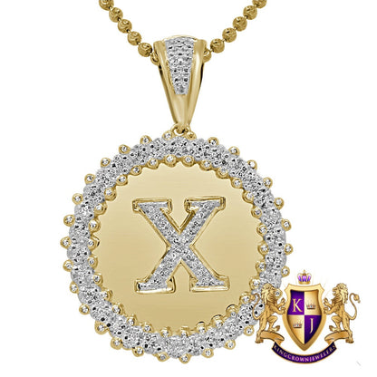 Real Genuine Authentic Diamond 0.85 Cwt. Initial Letter Alphabet "X" Round Flower Pendent Charm Chain Set 1.65''