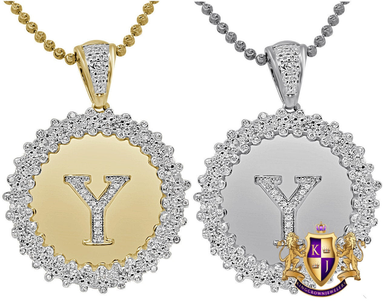 Real Genuine Authentic Diamond 0.85 Cwt. Initial Letter Alphabet "Y" Round Flower Pendent Charm Chain Set 1.65''