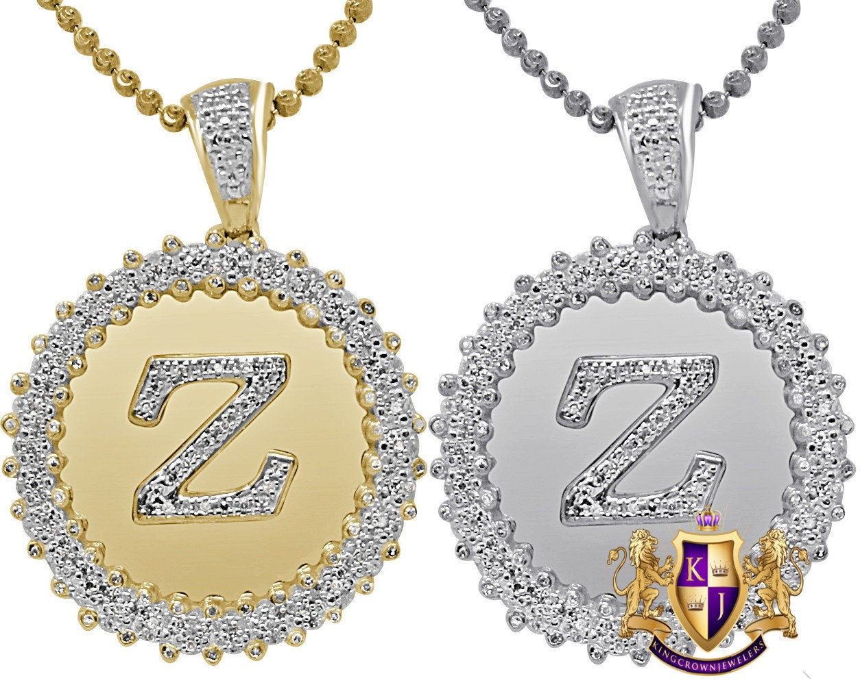 Real Genuine Authentic Diamond 0.85 Cwt. Initial Letter Alphabet "Z" Round Flower Pendent Charm Chain Set 1.65''