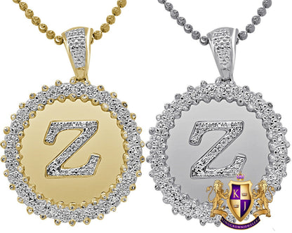 Real Genuine Authentic Diamond 0.85 Cwt. Initial Letter Alphabet "Z" Round Flower Pendent Charm Chain Set 1.65''