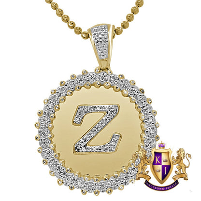 Real Genuine Authentic Diamond 0.85 Cwt. Initial Letter Alphabet "Z" Round Flower Pendent Charm Chain Set 1.65''