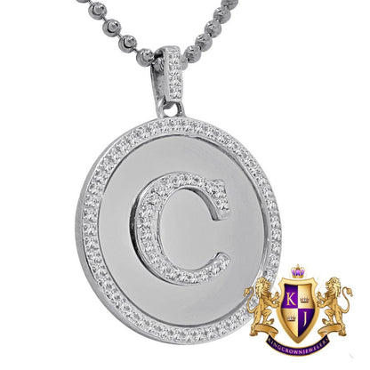 Men's 100% Real 10k White Gold Genuine Diamond Initial Letter Alphabet Pendent Charm + Free Chain Necklace