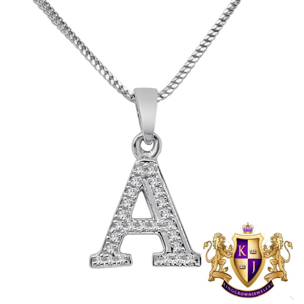 10k Real White Gold Genuine Authentic Diamonds Alphabet A-Z Initial Letters Mini Charm Pendent