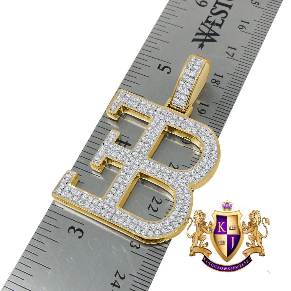 Custom Piece Real Yellow Gold Sterling Silver Simulated Diamond Luxury Car Designer Pendent Charm 2''