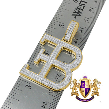 Custom Piece Real Yellow Gold Sterling Silver Simulated Diamond Luxury Car Designer Pendent Charm 2''