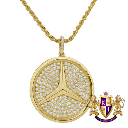 Custom Piece Real Genuine Sterling Silver Simulated Diamond Car Designer Charm Pendent Chain Set