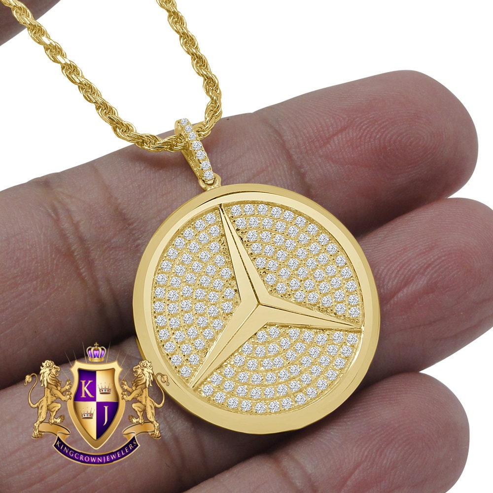 Custom Piece Real Genuine Sterling Silver Simulated Diamond Car Designer Charm Pendent Chain Set