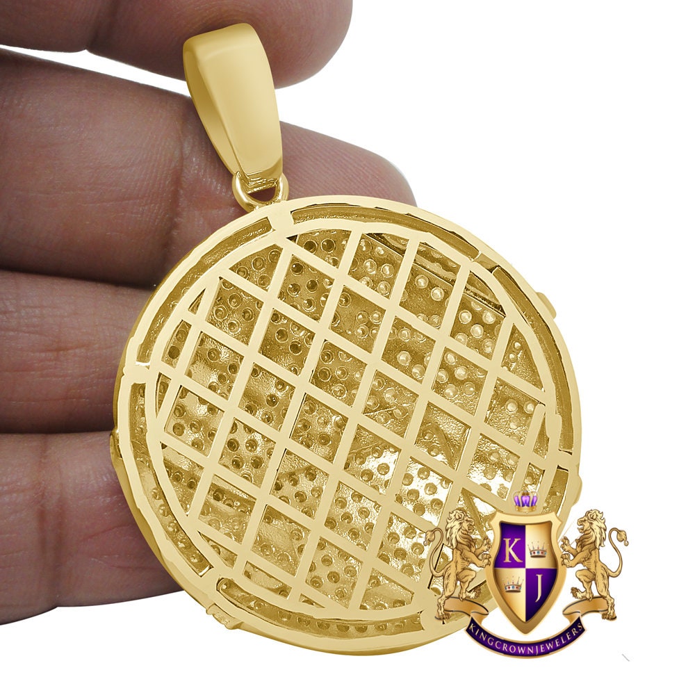 Men's Real Sterling Silver 14K Gold Finish Simulated Diamond Masked Face Emoji Charm Custom Pendent