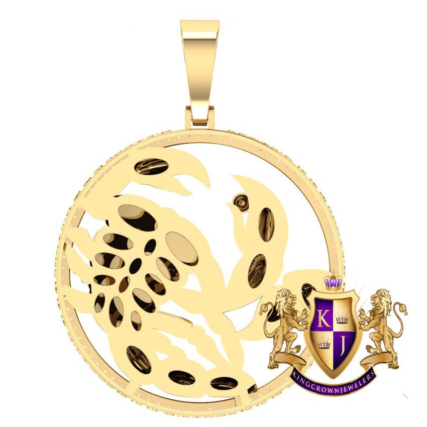 Real Genuine Authentic Diamond Scorpio Scorpion Zodiac Lucky Sign Astrology Horoscope 3D Pendent Charm 10K Gold Finish