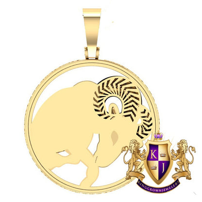 Real Genuine Authentic Diamond Aries Rams Zodiac Lucky Sign Astrology Horoscope 3D Pendent Charm 10K Gold Finish