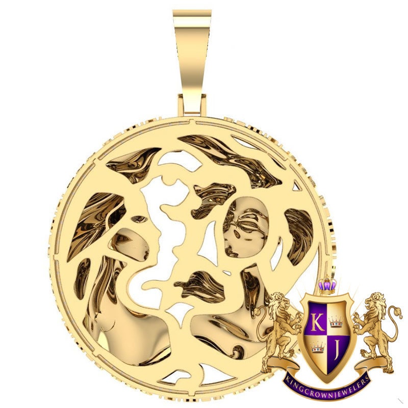 Real Genuine Authentic Diamond Gemini Twins Zodiac Lucky Sign Astrology Horoscope 3D Pendent Charm 10K Gold Finish