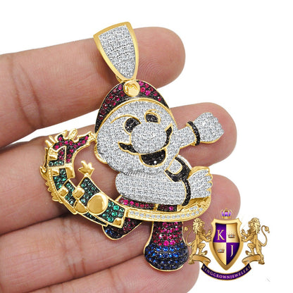 Real Genuine Sterling Silver Multi Tone Simulated Diamonds Custom Piece Mend Designer Charm Pendent
