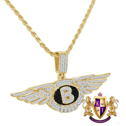 Mens Real Genuine Sterling Silver Simulated Diamonds Flying B Symbol Logo Mini Custom Charm Pendent
