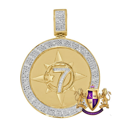 Men's Real Genuine Authentic Diamond 0.40 Cwt.  20+ Grams Five-Percent Nation Five Percenter Allah Muslim Pendent 10K Gold Finish Charm 2''