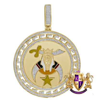 Real Genuine Authentic Diamond 20+ Grams Shriners Freemasonry Masonic Freemason Men's Pendent Charm XL 2.5''