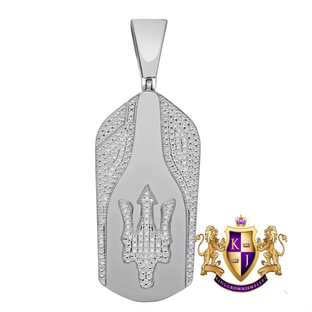 Men Real Genuine Diamond Maserati Car Key Custom Designer Pendant Charm 10K Gold Finish 2.65''