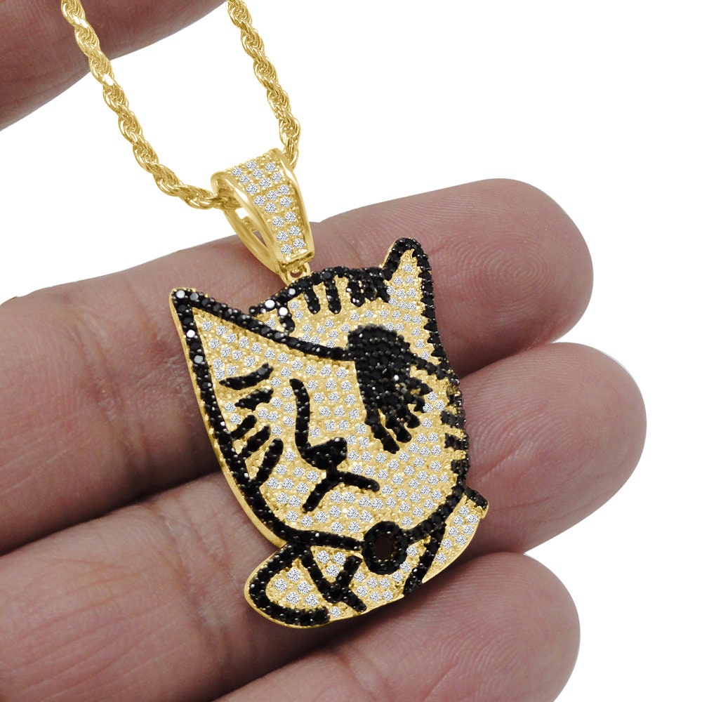 Custom Pendant 14K Gold Finish Lil UZI Vert Dog Rapper Men's Charm + Rope Chain