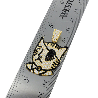 Custom Pendant 14K Gold Finish Lil UZI Vert Dog Rapper Men's Charm + Rope Chain