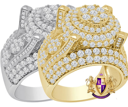 Big Bold 15mm Men's 14K Gold Over Real Genuine Sterling Silver Simulated Diamond Ring Band 16+ Grams