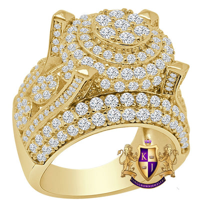 Big Bold 15mm Men's 14K Gold Over Real Genuine Sterling Silver Simulated Diamond Ring Band 16+ Grams