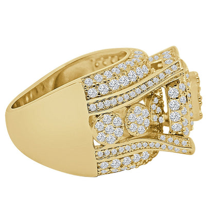 Big Bold 15mm Men's 14K Gold Over Real Genuine Sterling Silver Simulated Diamond Ring Band 16+ Grams