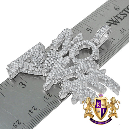 Custom Piece Shattered Broken Heart No Love Charm Real White Gold On Sterling Silver Simulated Diamond Pendent