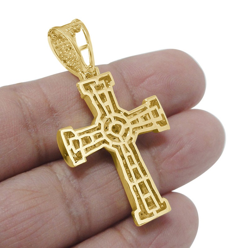 Big XL 2.55'' Baguette Real Genuine Sterling Silver Baguette Simulated Diamond Jesus Cross Pendent Charm