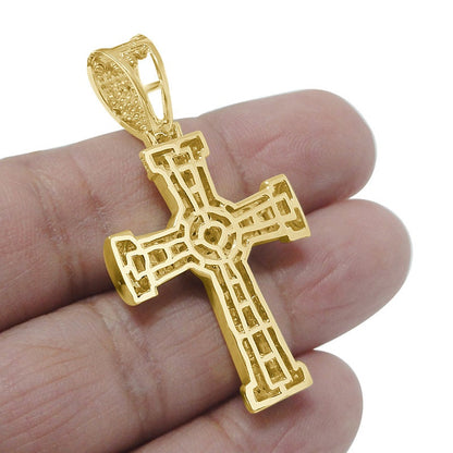Big XL 2.55'' Baguette Real Genuine Sterling Silver Baguette Simulated Diamond Jesus Cross Pendent Charm