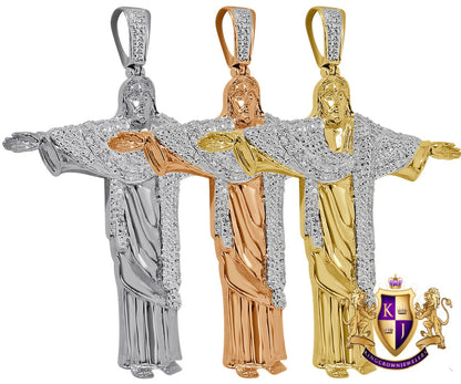 Men's 100% Real Genuine Authentic Diamonds Full Body Jesus Piece Pendant Charm 2.50" 10K Gold Finish