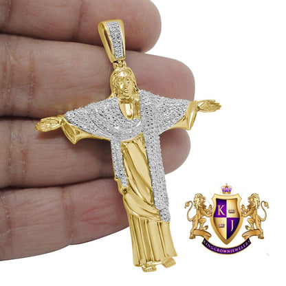 Men's 100% Real Genuine Authentic Diamonds Full Body Jesus Piece Pendant Charm 2.50" 10K Gold Finish
