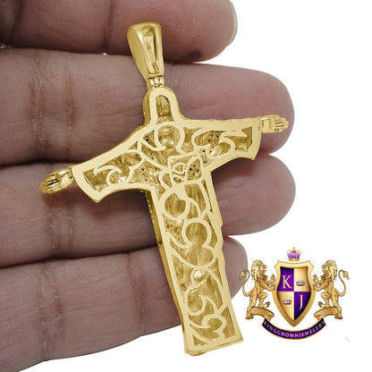 Men's 100% Real Genuine Authentic Diamonds Full Body Jesus Piece Pendant Charm 2.50" 10K Gold Finish
