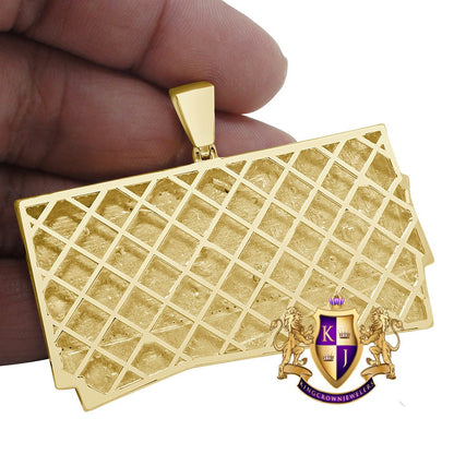 Men's Real Genuine Authentic Diamonds 10K Gold Finish 100 Dollar Cash Money Stack's Custom Pendant Charm