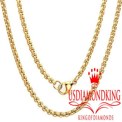 14K Gold Finish Lion King Crown Head Charm Simulated Diamond Pendent Chain Set