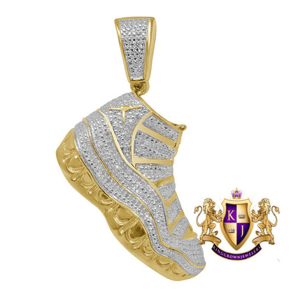 Men's Real Genuine Authentic Diamond 0.40 Cwt. 26+ Grams Designer Shoe Pendant Sneaker Custom Charm 10K Solid Gold Finish 2.25''