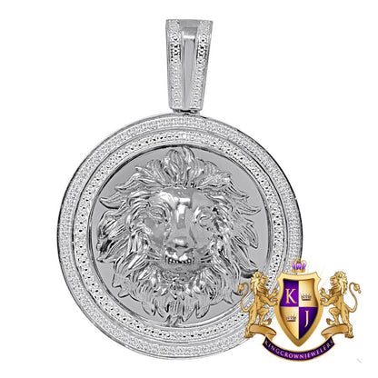 Real Genuine Authentic Diamond 0.33 Cwt. 23+ Grams Lion King Head Face Custom Piece 10K Solid Gold Finish Men's Round Pendant Charm 2.25''