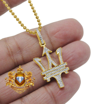 Men's Real Genuine Diamond Maserati Car Key Pendant 10K Gold Finish Charm Chain Set 1.50''