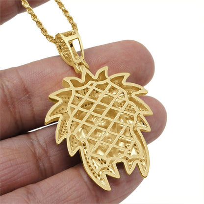 22+ Grams Real Sterling Silver 2.00 Ct. Simulated Diamond Native American Indian Head Apache King 14K Gold On Unisex Charm Pendent Chain Set