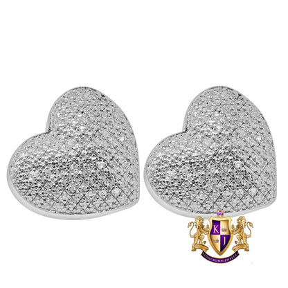 Real Genuine Diamonds 0.20 Cwt. Small Heart Love 15mm Earrings Stud 10K White Gold Finish