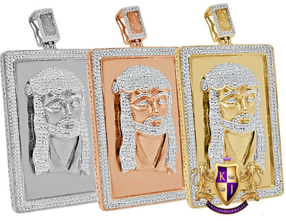 Men's Real Genuine Authentic Diamond 25+ Grams 10k Gold Finish Jesus Face Piece Frame Charm Cross Pendent 2.25''