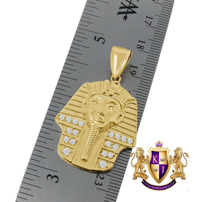 Men's 100% 10K Real Yellow Gold Egyptian King Tut Pharaoh Pendent Charm 1.75'' 6 + Grams