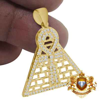 Men's 10K Real Yellow Gold Egyptian Ankh Cross Pyramid Pendent Charm 4 + Grams